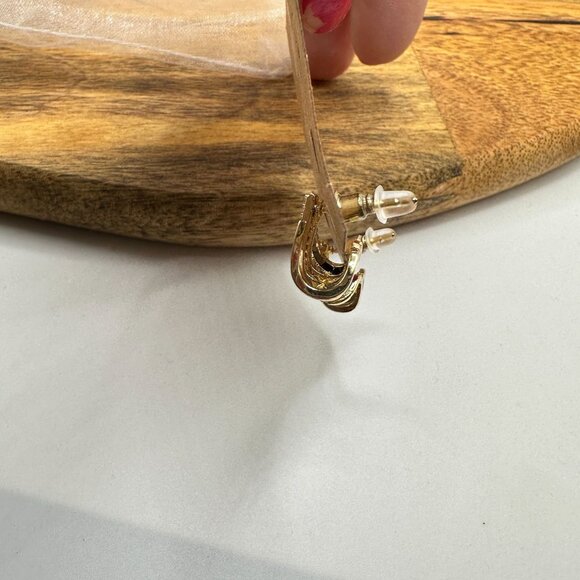 Plunder Design Jewelry Charlotte Gold Crystal Multi Earring Illusion Huggie CZ - Picture 5 of 6